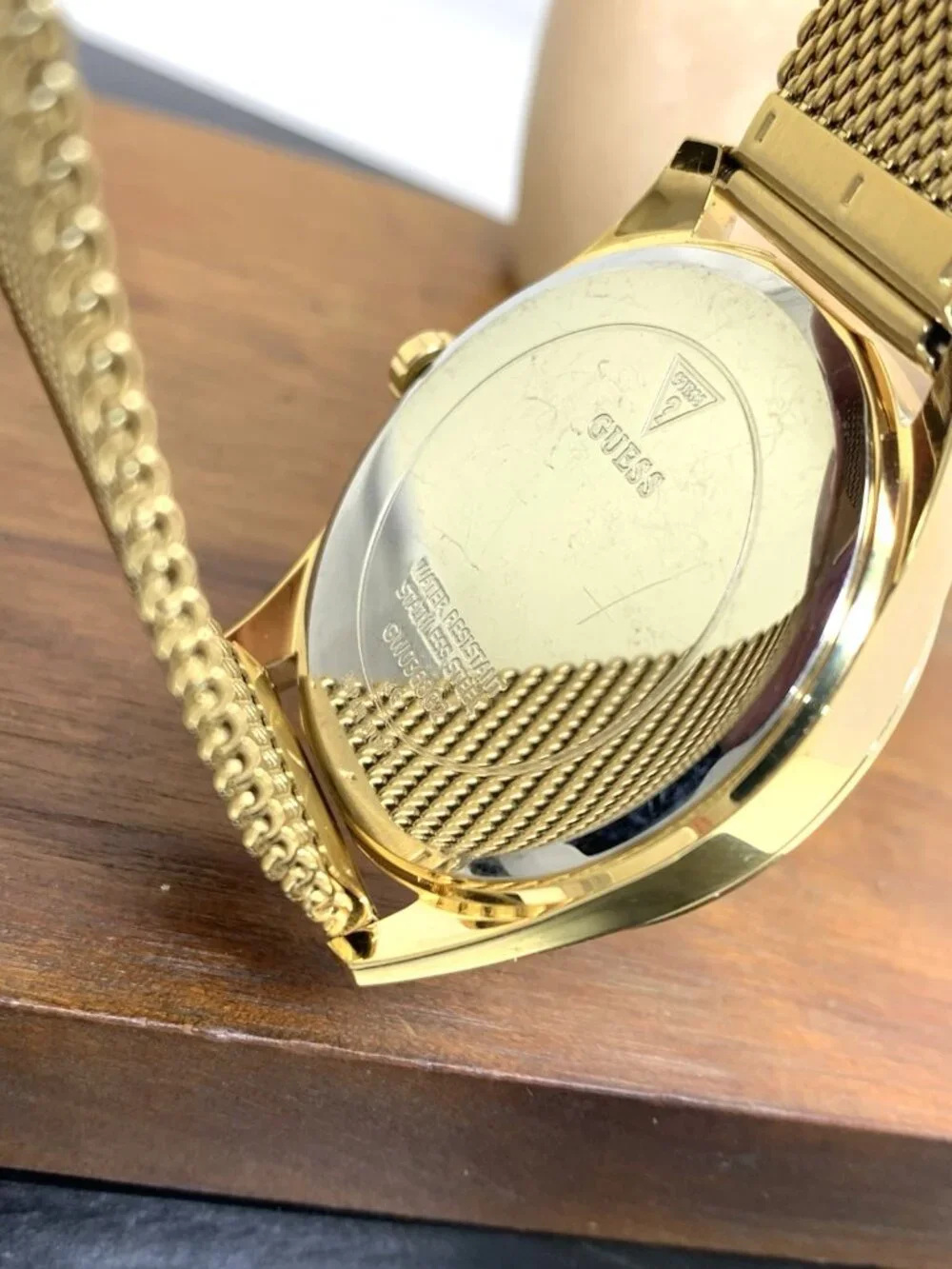 Guess Men's Watch GW0368G2 Quartz Gold Dial Mesh Stainless Steel 42mm